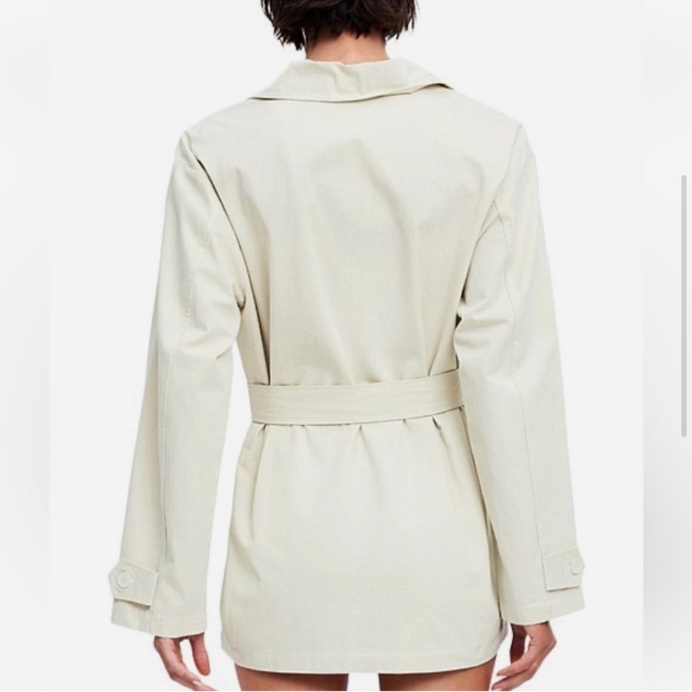Lioness Giselle Trench Coat Mini Dress in Beige without tie belt Size L - Picture 2 of 16